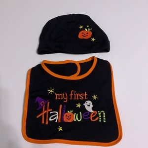 Baby’s First Halloween Embroidered Bib & Hat
